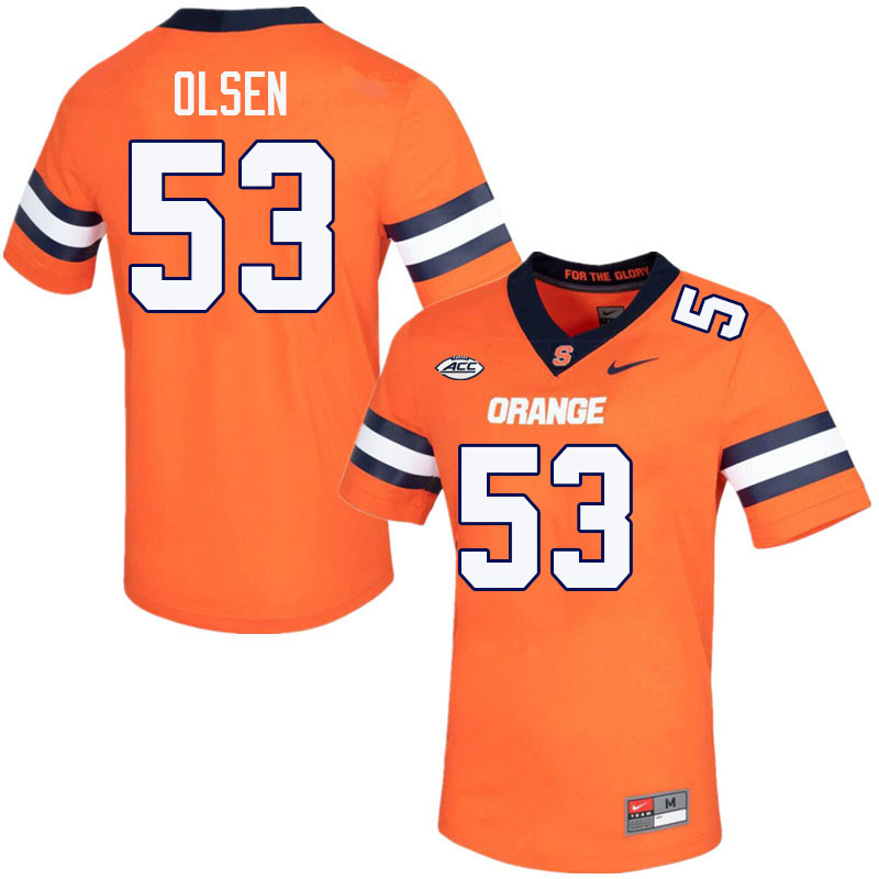 Syracuse Orange #53 Ted Olsen College Football Jerseys Stitched Sale-Orange